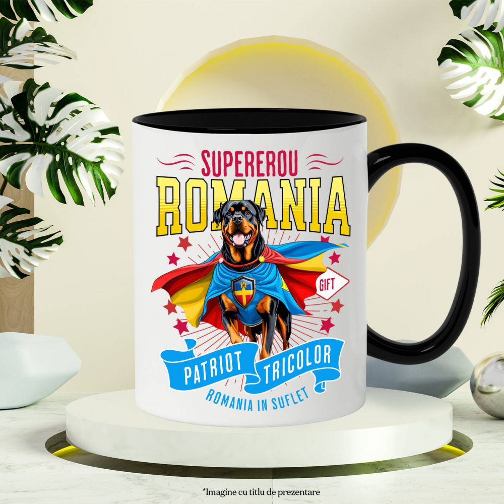 Cana Personalizata Rottweiler în Costum de Căpitan România – Cadou Personalizat pentru Iubitorii de Câini [3]