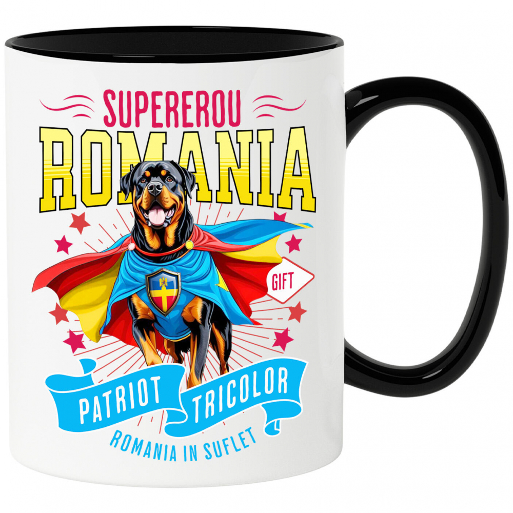 Cana Personalizata Rottweiler în Costum de Căpitan România – Cadou Personalizat pentru Iubitorii de Câini [1]