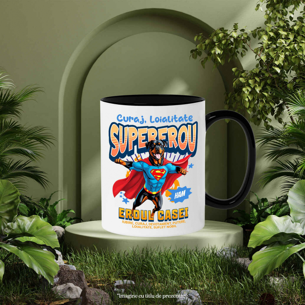 Cana Personalizata Rottweiler în Costum de Superman – Produse Personalizate pentru Familie și Copii [3]