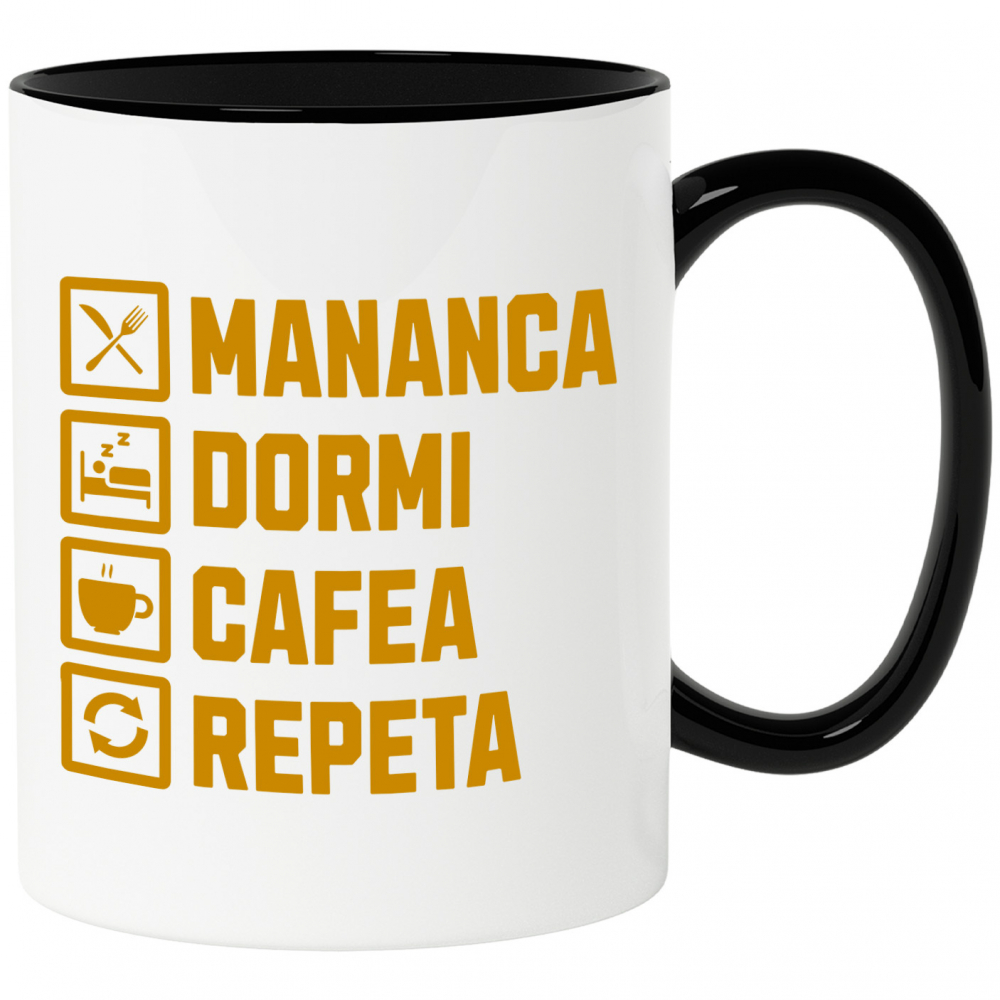 Cana Personalizata „Cană Personalizată „Mănâncă, Dormi, Cafea, Repetă” - Cadou Haioas pentru Iubitorii de Energie Dimineața” [1]