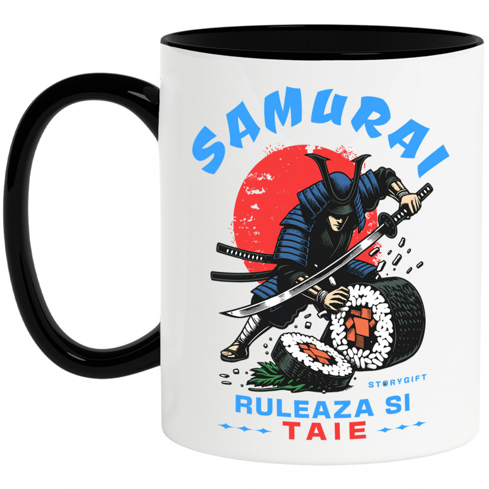 Cana Personalizata Samurai Ninja cu Sabie Ascuțită și Sushi - Cadouri Personalizate pentru Iubitorii de Mâncare Chinezească și Umor [1]