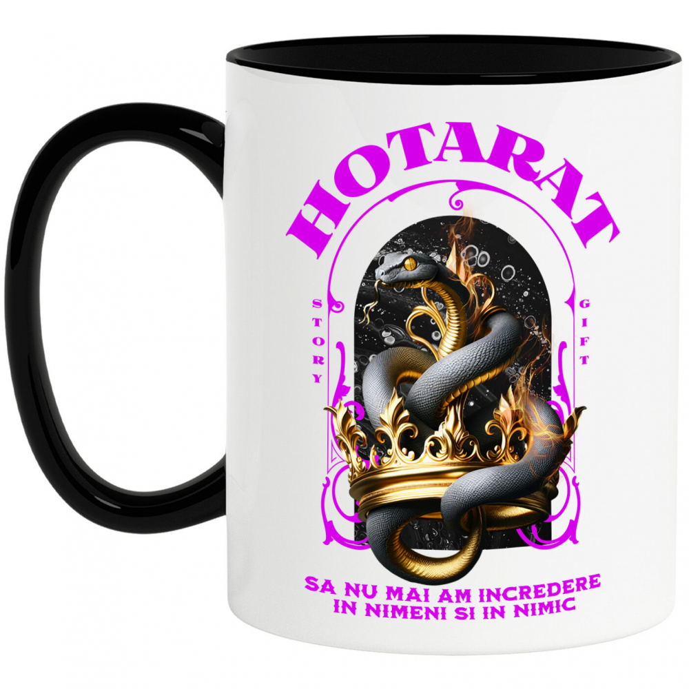 Cana Personalizata „Portret Șarpe Regal Cu Ochi De Aur – Cadou Personalizat „Hotărât Să Nu Mai Am Încredere”” [1]