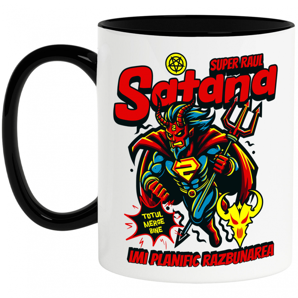 Cana Personalizata Satana Diavol În Costum De Super Erou Cu Coarne Și Coadă – Cadou Personalizat „Îmi Planific Răzbunarea” [1]