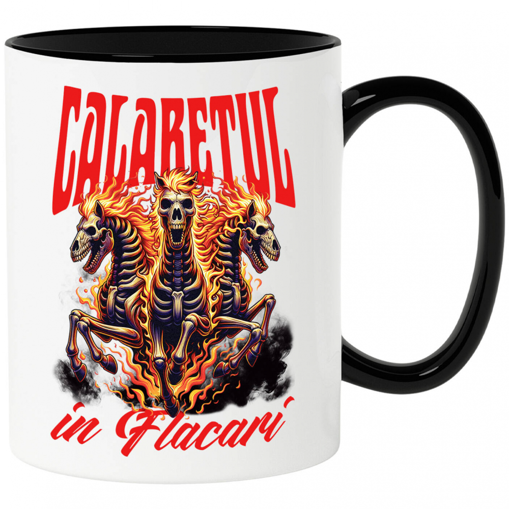 Cana Personalizata Schelete și Cai în Flăcări - Calaretul în Flăcări Halloween - Cadouri Personalizate Groază [1]