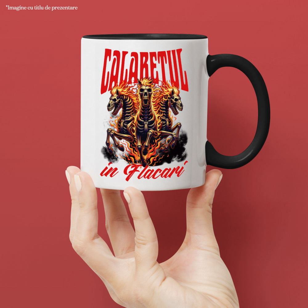 Cana Personalizata Schelete și Cai în Flăcări - Calaretul în Flăcări Halloween - Cadouri Personalizate Groază [2]
