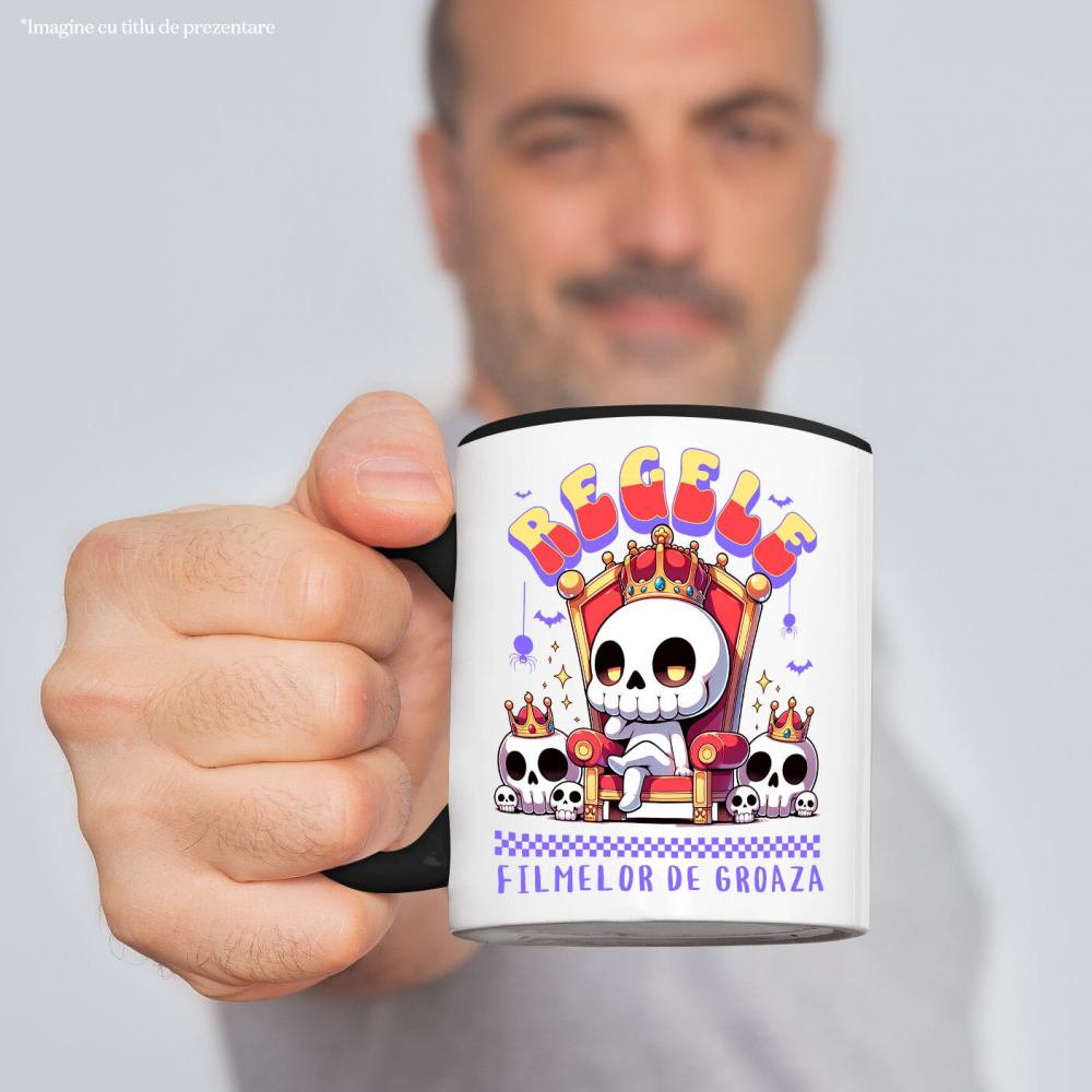 Cana Personalizata Schelet Craniu Uman cu Coroana Regală | Cadou Groază Regal pentru Halloween [2]