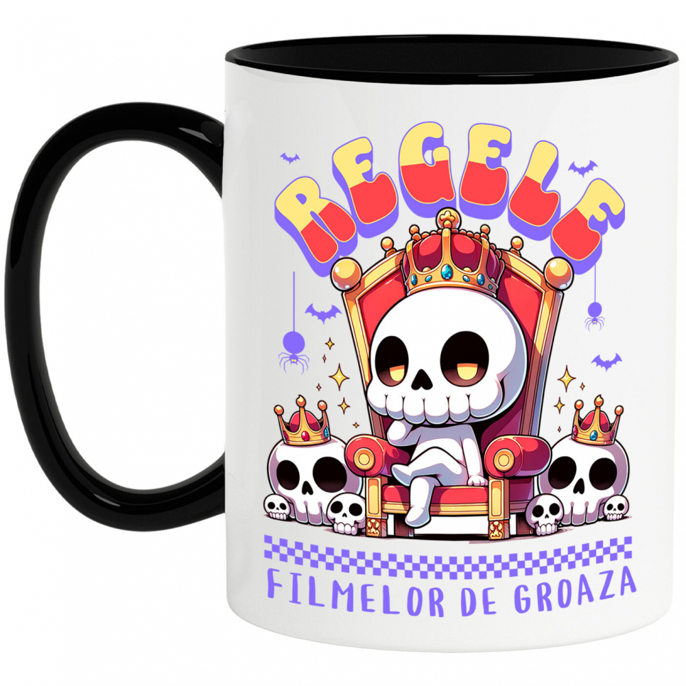 Cana Personalizata Schelet Craniu Uman cu Coroana Regală | Cadou Groază Regal pentru Halloween [1]