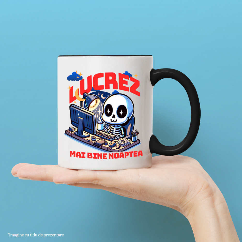 Cana Personalizata Schelete Uman Lucrez Noaptea – Cafea, Calculator, Viața de IT-ist [2]