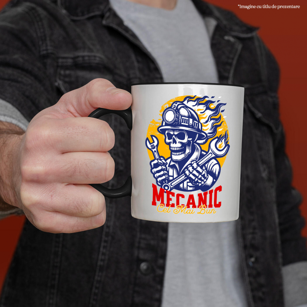 Cana Personalizata Schelet Uman în Flăcări – Design Personalizat pentru Mecanicii și Iubitorii de Mașini [2]