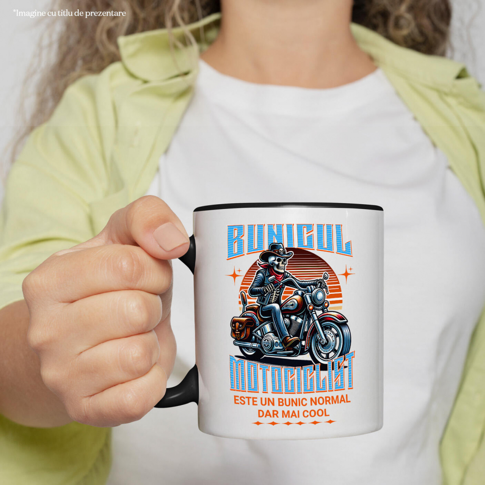 Cana Personalizata Schelete Uman Cu Pălărie, Bandană Roșie și Motor Vintage – Stil Clasic Moto [2]