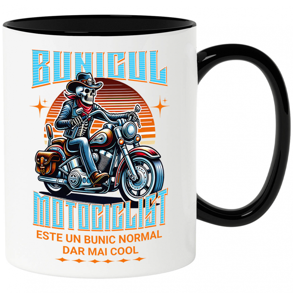 Cana Personalizata Schelete Uman Cu Pălărie, Bandană Roșie și Motor Vintage – Stil Clasic Moto [1]