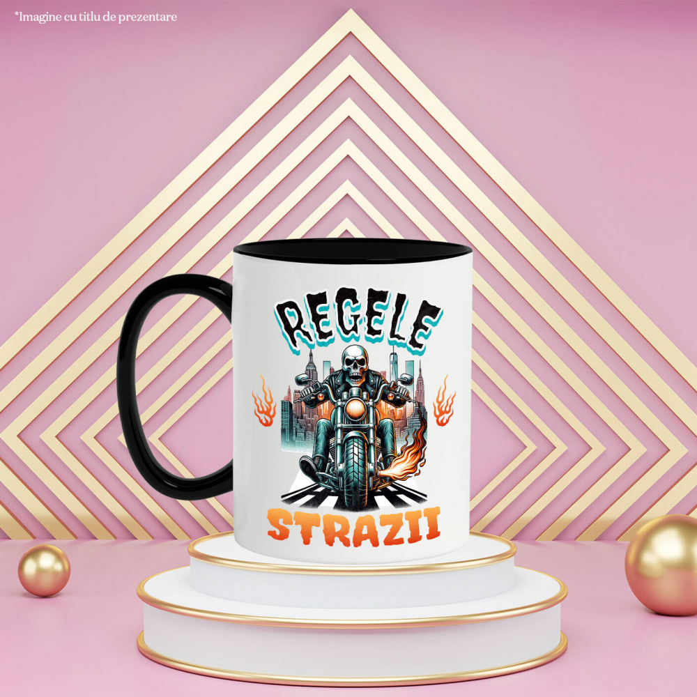 Cana Personalizata Schelet Motociclist în Geacă de Piele – Flăcări și Oraș Noaptea [3]