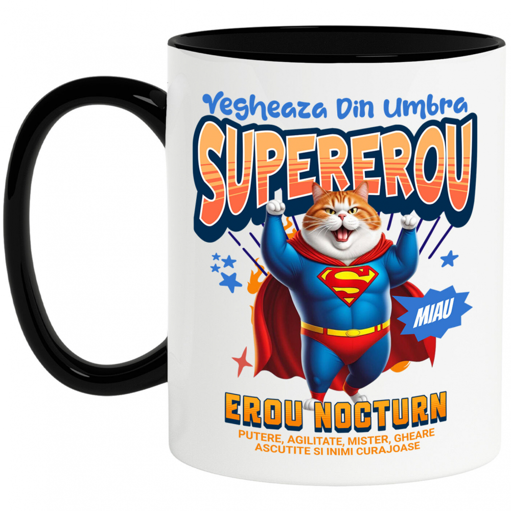 Cana Personalizata Scottish Fold în Costum de Superman – Cadou Amuzant pentru Iubitorii de Pisici [1]