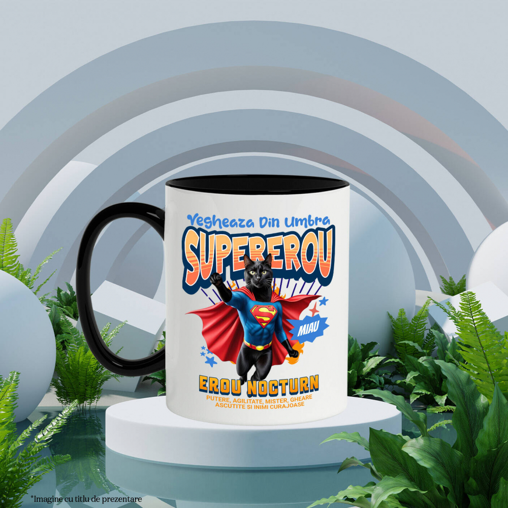 Cana Personalizata Scottish Fold în Costum de Superman – Cadou pentru Iubitorii de Pisici [3]