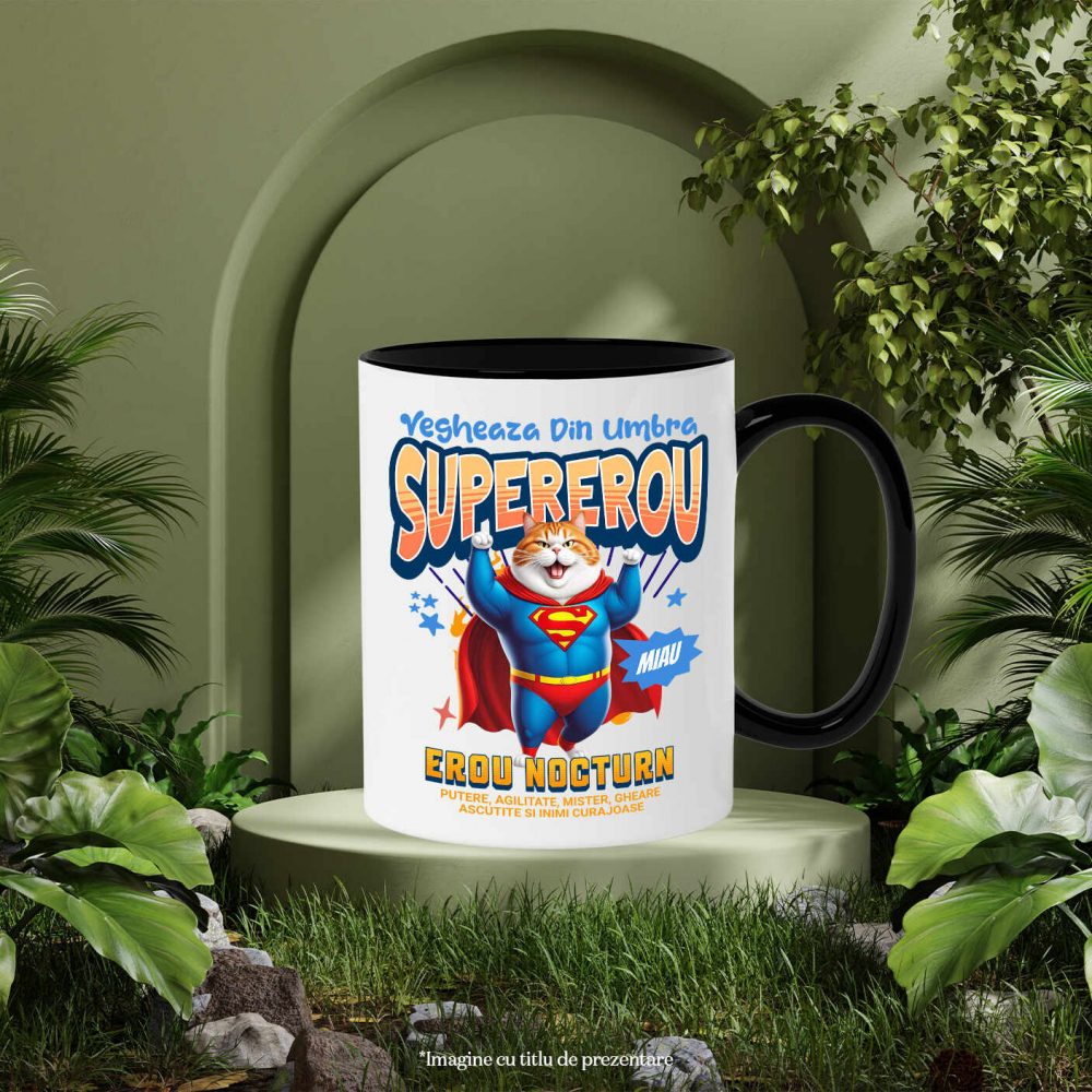 Cana Personalizata Scottish Fold în Costum de Superman – Cadou Amuzant pentru Iubitorii de Pisici [3]