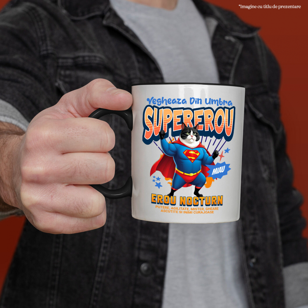 Cana Personalizata Scottish Fold în Costum de Superman – Cadoul Perfect pentru Iubitorii de Pisici [2]