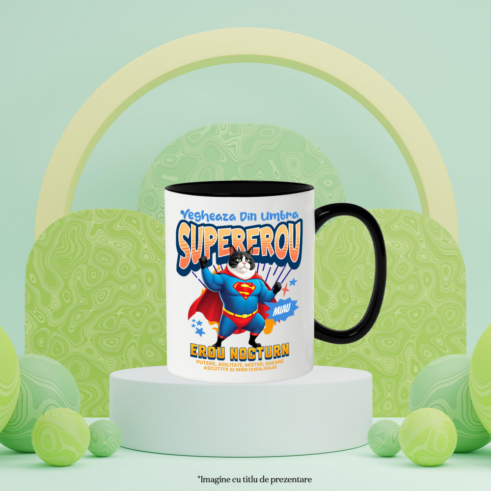 Cana Personalizata Scottish Fold în Costum de Superman – Cadoul Perfect pentru Iubitorii de Pisici [3]