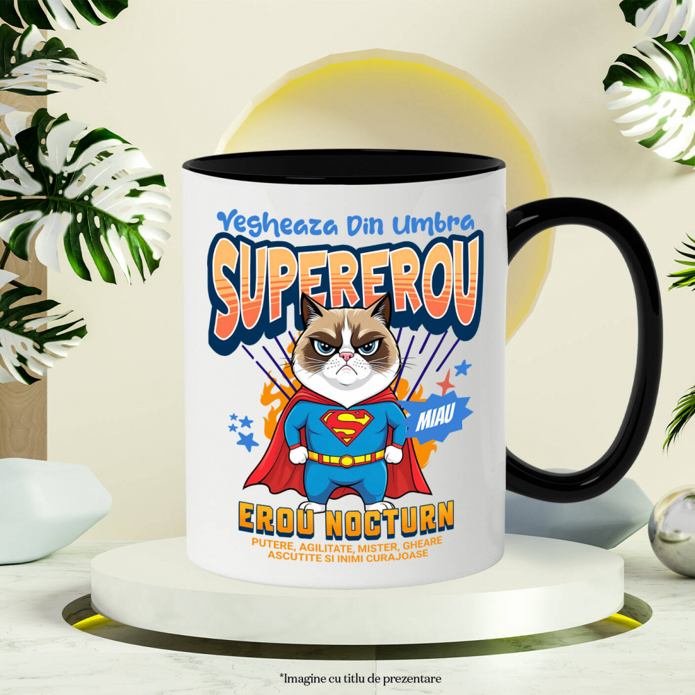 Cana Personalizata Scottish Fold în Costum de Superman – Cadou Haios pentru Iubitorii de Pisici [3]