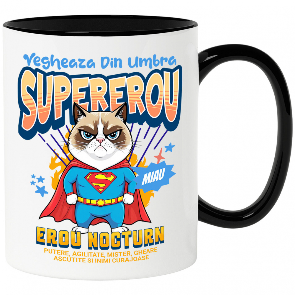 Cana Personalizata Scottish Fold în Costum de Superman – Cadou Haios pentru Iubitorii de Pisici [1]