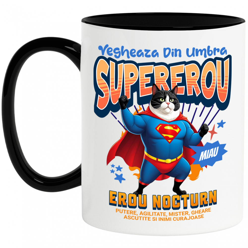 Cana Personalizata Scottish Fold în Costum de Superman – Cadoul Perfect pentru Iubitorii de Pisici [1]