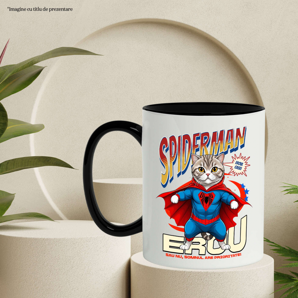 Cana Personalizata Pisică Scottish Fold în Costum Spider-Man - Cadou Personalizat pentru Iubitorii de Pisici și Copii [3]