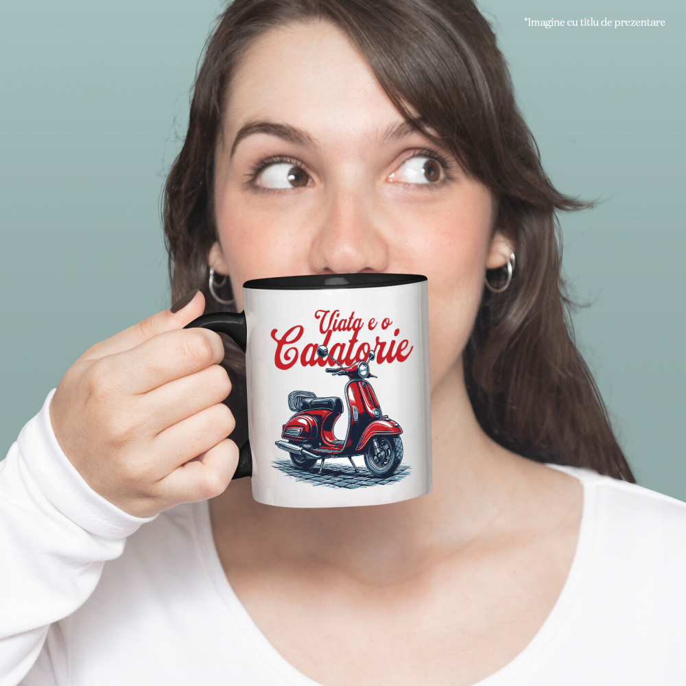 Cana Personalizata Scuter Roșu Clasic – Plimbare Romantică și Aventură pentru Iubitorii de Călătorii [2]