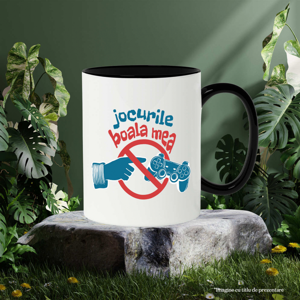 Cana Personalizata Semn Interzis „Jocurile Video Boala Mea” - Cadou Personalizat Gameri [3]