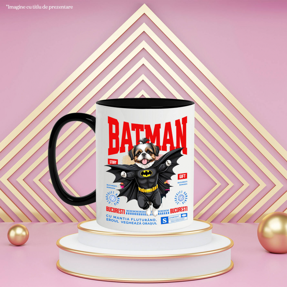 Cana Personalizata Shih Tzu În Costum de Batman – Câine Supererou pentru Copii și Iubitorii de Animale [3]