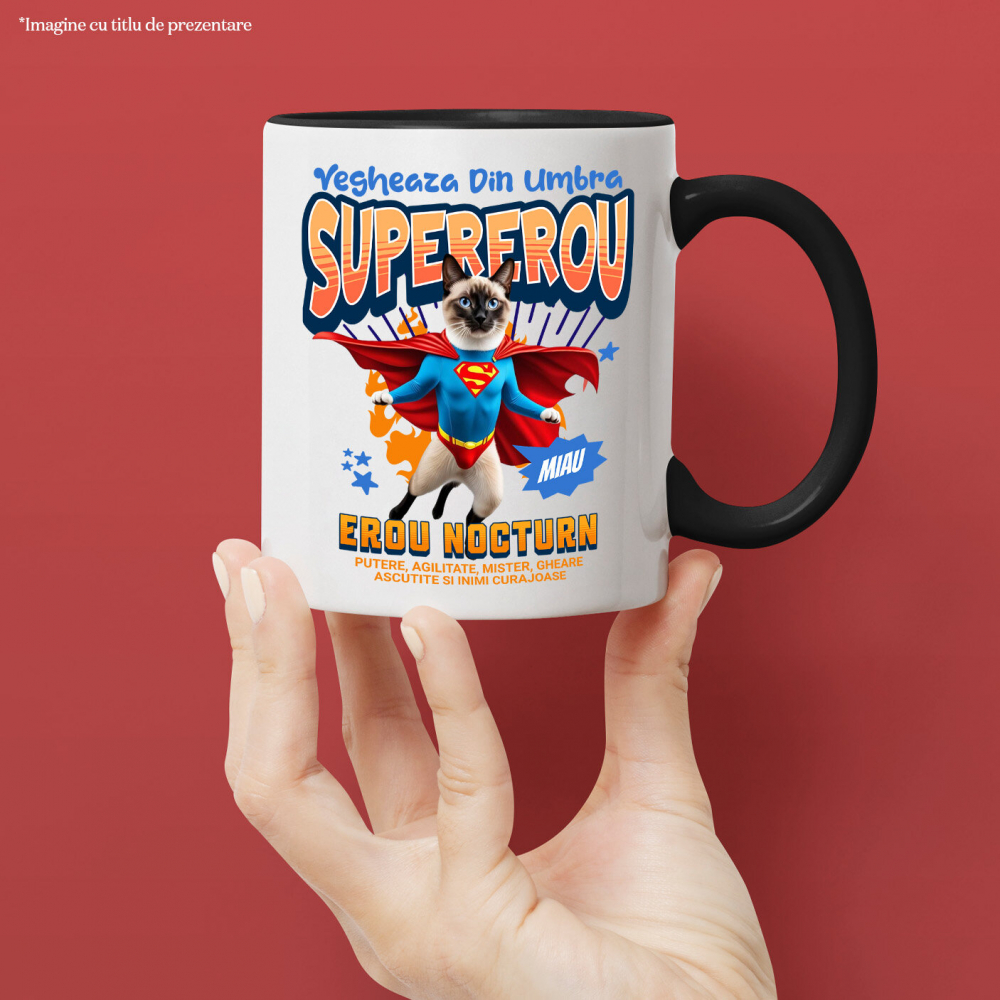 Cana Personalizata Pisică Siameză Supererou – Design Personalizat pentru Iubitorii de Animale și Familie [2]