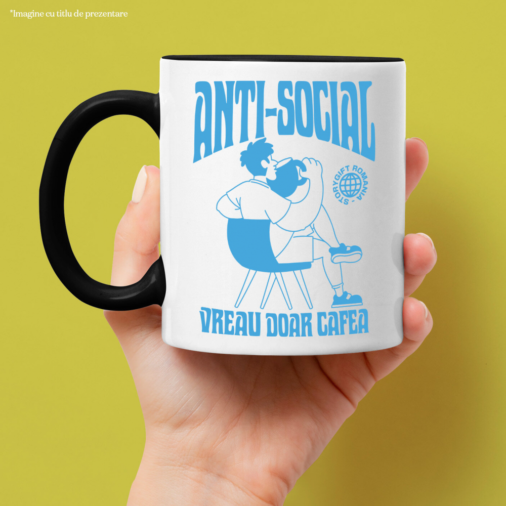 Cana Personalizata „Cana de Cafea Imensa pentru Bărbați - Cadou Personalizat 'Anti-social, Vreau Doar Cafea'” [2]
