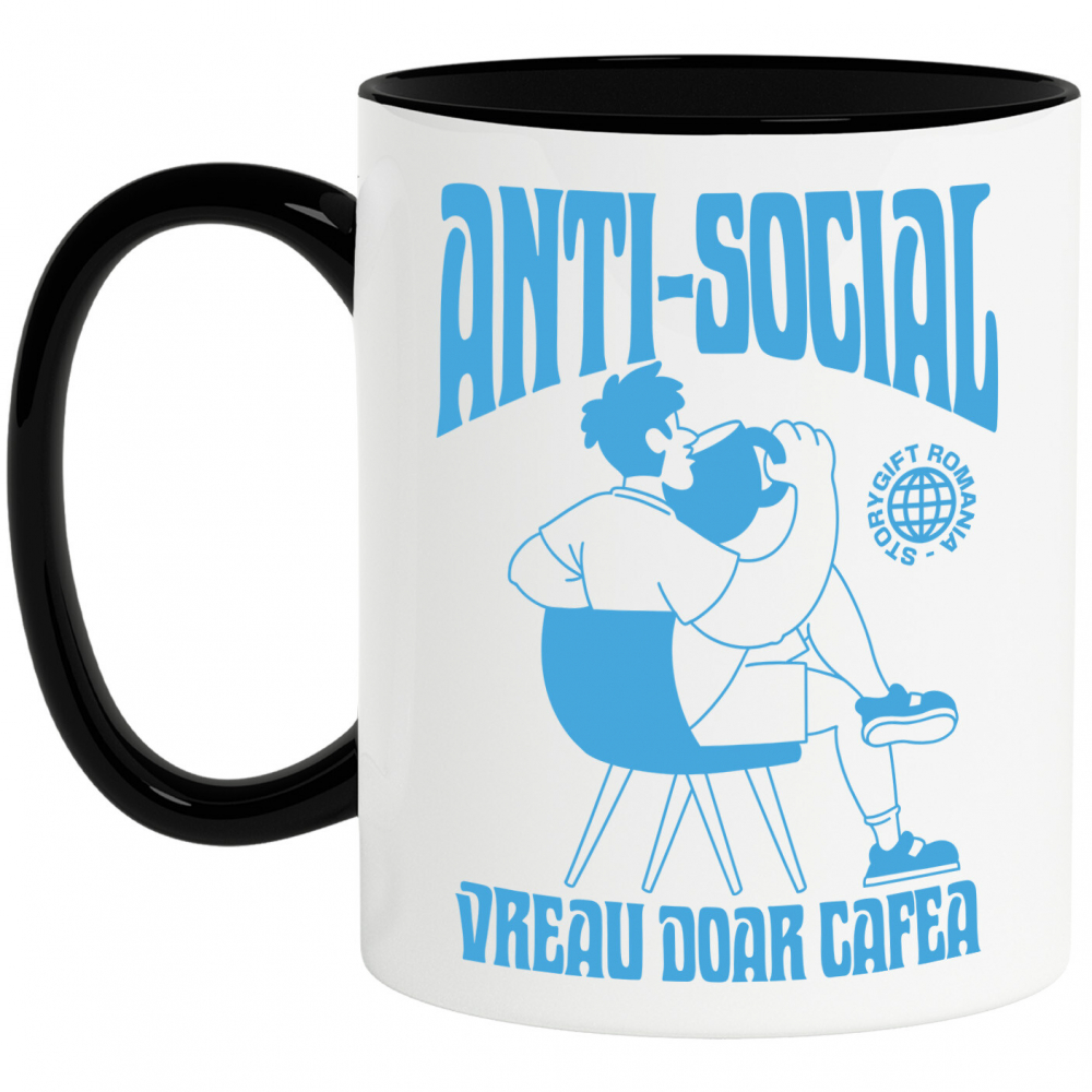 Cana Personalizata „Cana de Cafea Imensa pentru Bărbați - Cadou Personalizat 'Anti-social, Vreau Doar Cafea'” [1]