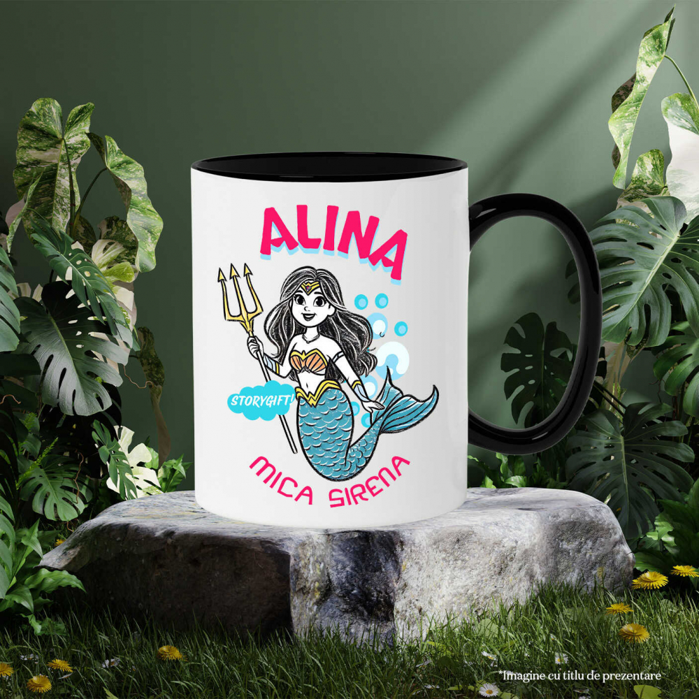 Cana Personalizata Sirena de Mare Regina cu Trident – Cadou Personalizat pentru Copii și Familie [3]