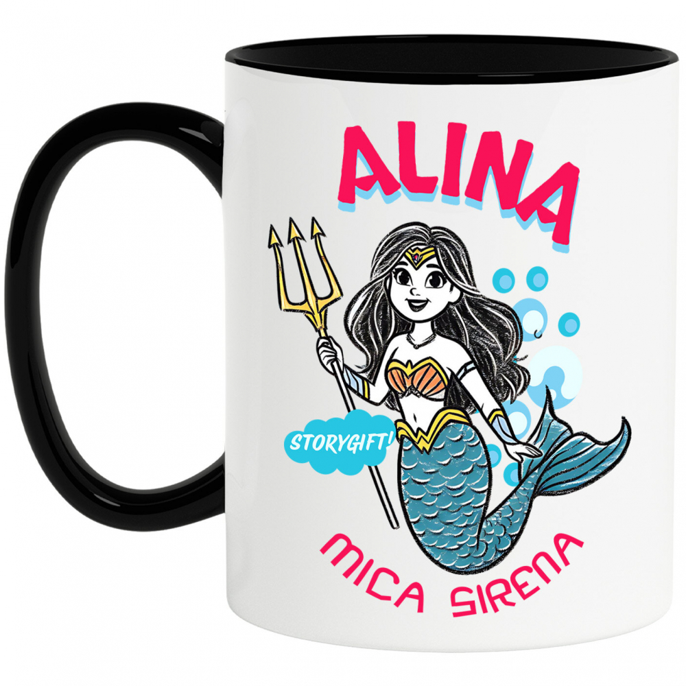 Cana Personalizata Sirena de Mare Regina cu Trident – Cadou Personalizat pentru Copii și Familie [1]