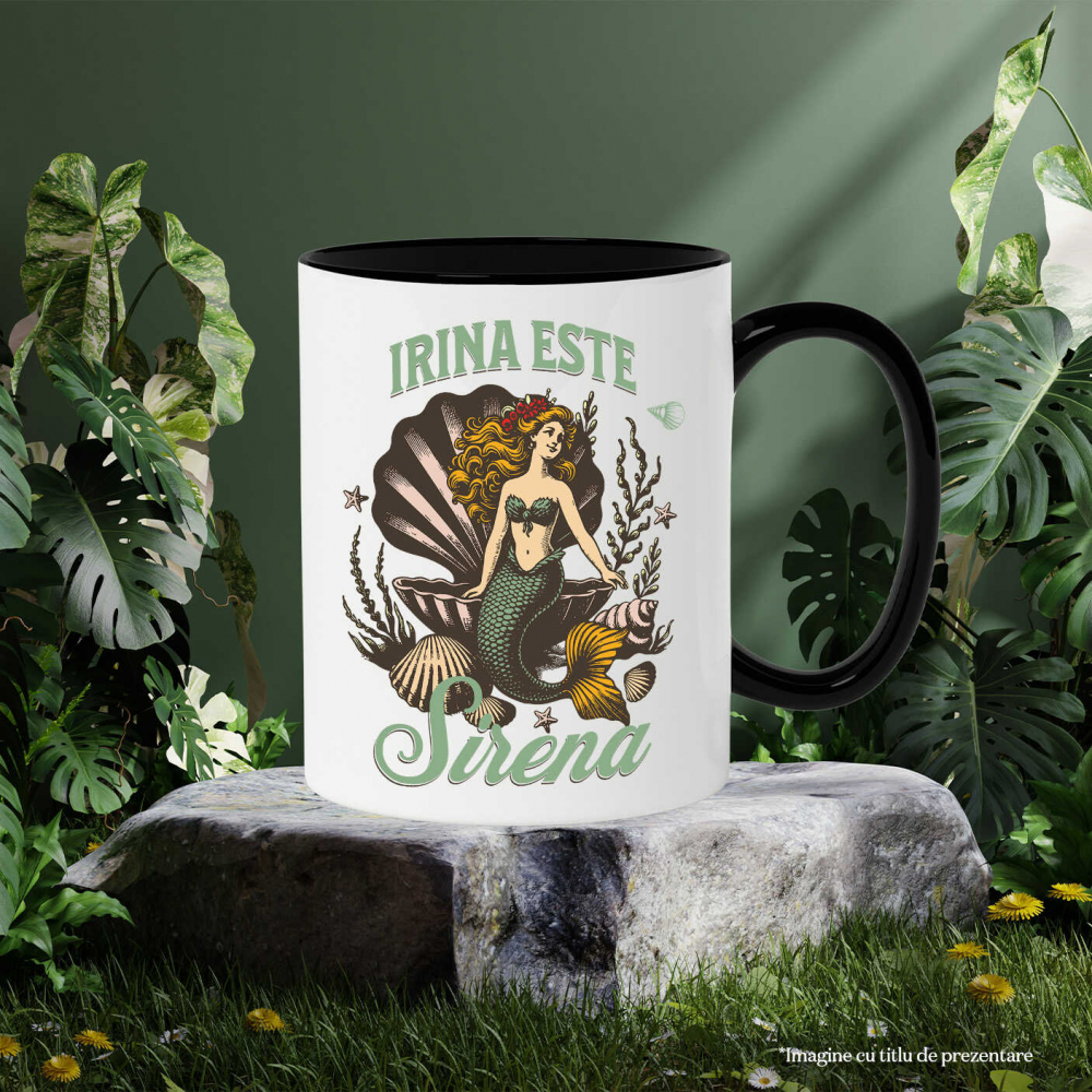 Cana Personalizata Sirena Personalizată cu Costum Verde – Cadou Unic pentru Copii și Familie [3]