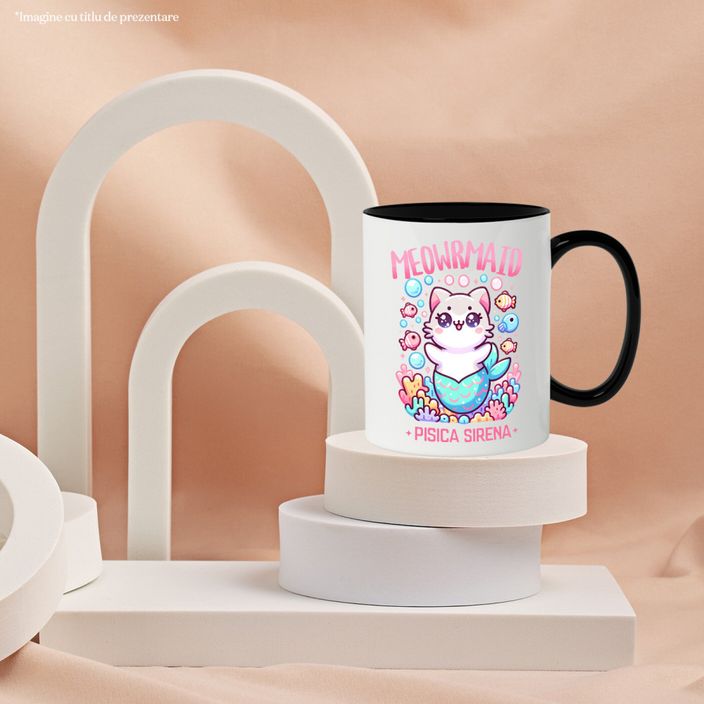 Cana Personalizata Sirena Vesela Pisica Cu Coada Albastra – Cadou Personalizat Meowrmaid pentru Familie și Prieteni [3]
