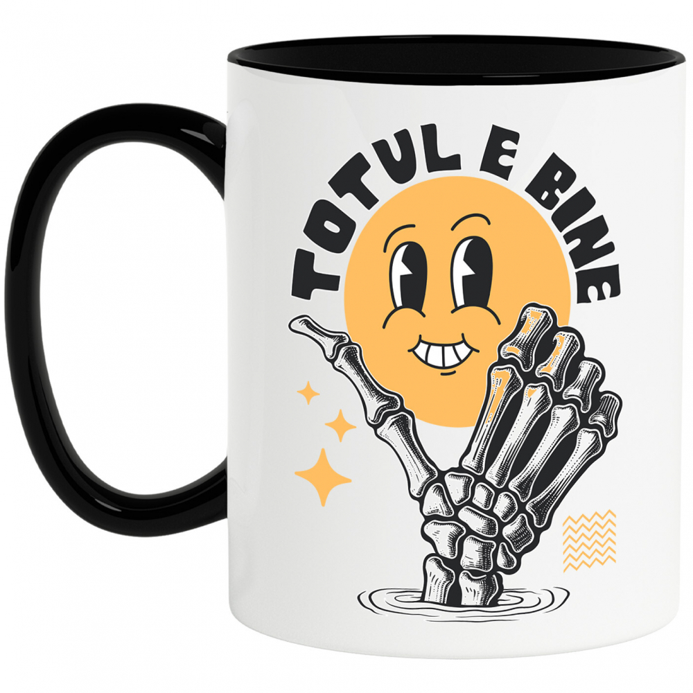 Cana Personalizata Smiley Face Vesel și Mână Umană - Mesaj Incurajator „Totul E Bine” Cadou Motivațional [1]