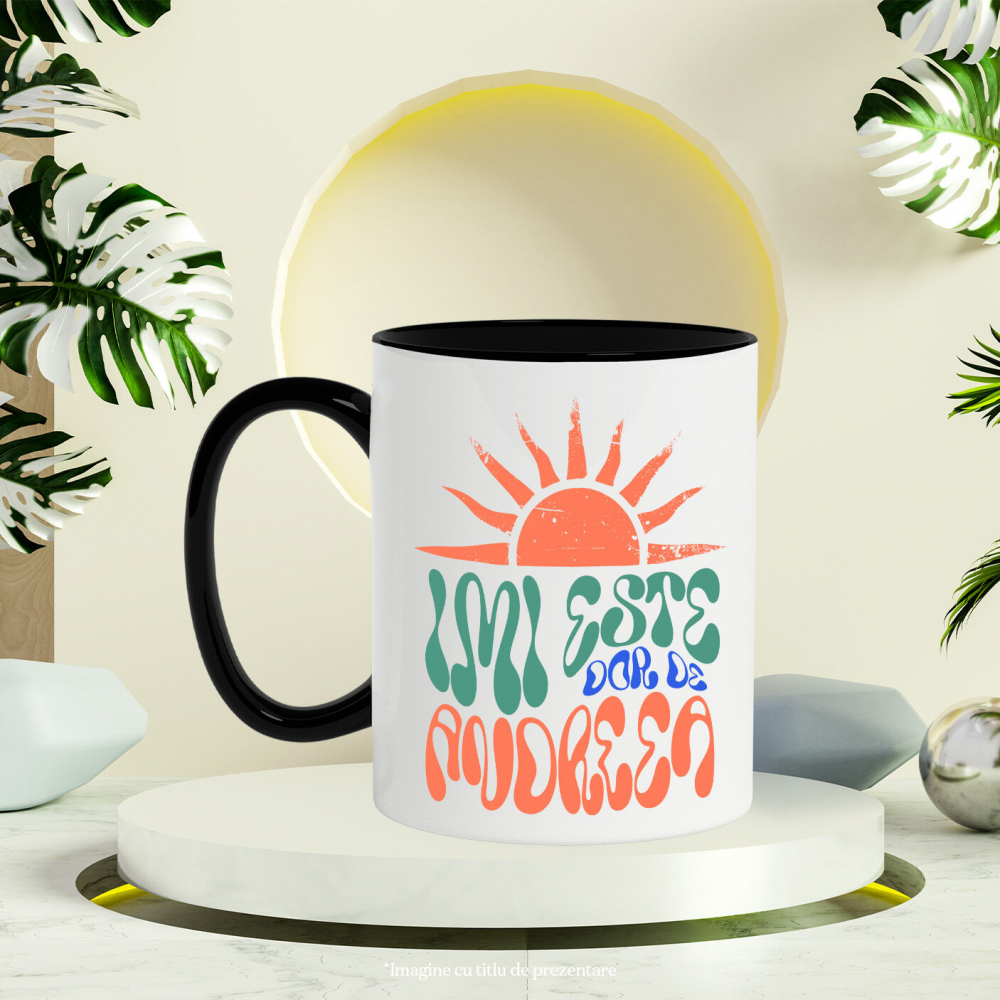 Cana Personalizata "Soare Strălucitor Romantic Imi Este Doar De Andreea - Cadou Personalizat Iubire și Dragoste" [3]