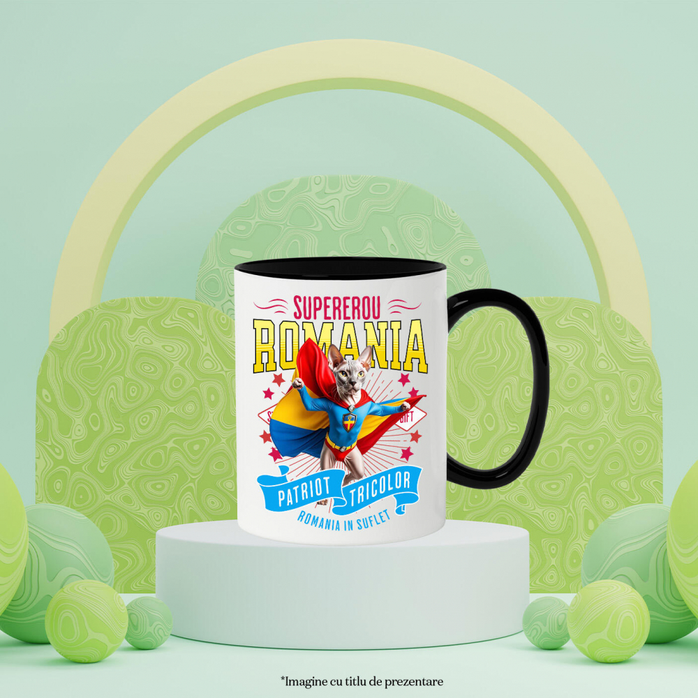 Cana Personalizata Pisica Sphynx în Costum de Căpitan România – Cadou Personalizat Unic pentru Iubitorii de Pisici [3]