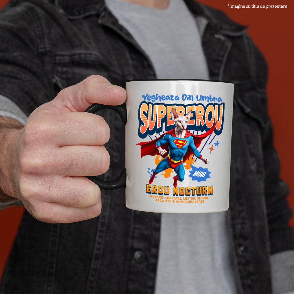 Cana Personalizata Pisică Sphynx Supererou – Design Personalizat pentru Iubitorii de Animale și Familie [2]