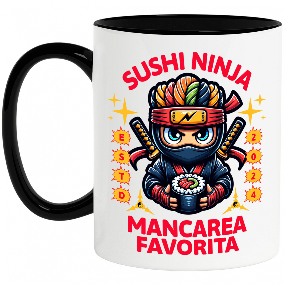 Cana Personalizata Tort Ninja Personalizat - Sushi Tematic și Sabii | Cadou Perfect pentru Copii [1]