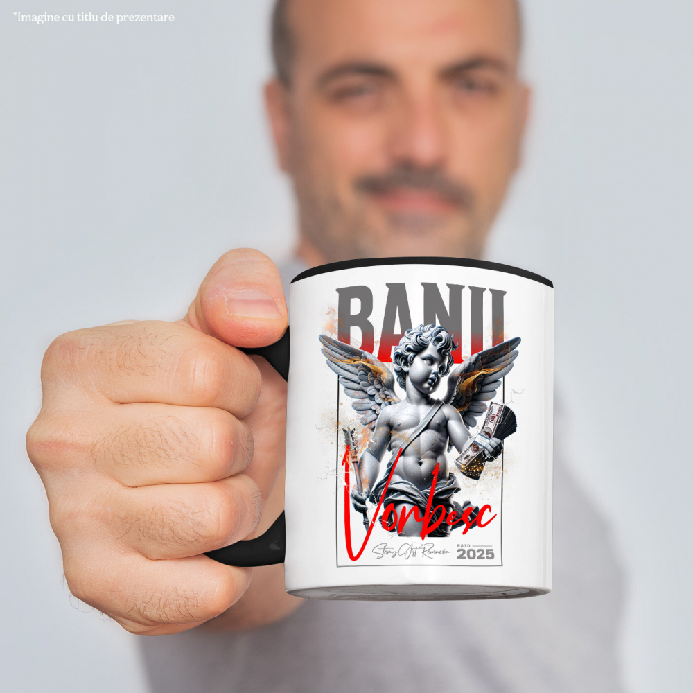 Cana Personalizata Statuie Copil Înger cu Aripi și Teanc de Bancnote – „Banii Vorbesc” – Cadou Personalizat pentru Familie, Tati, Copii, Prieteni [2]