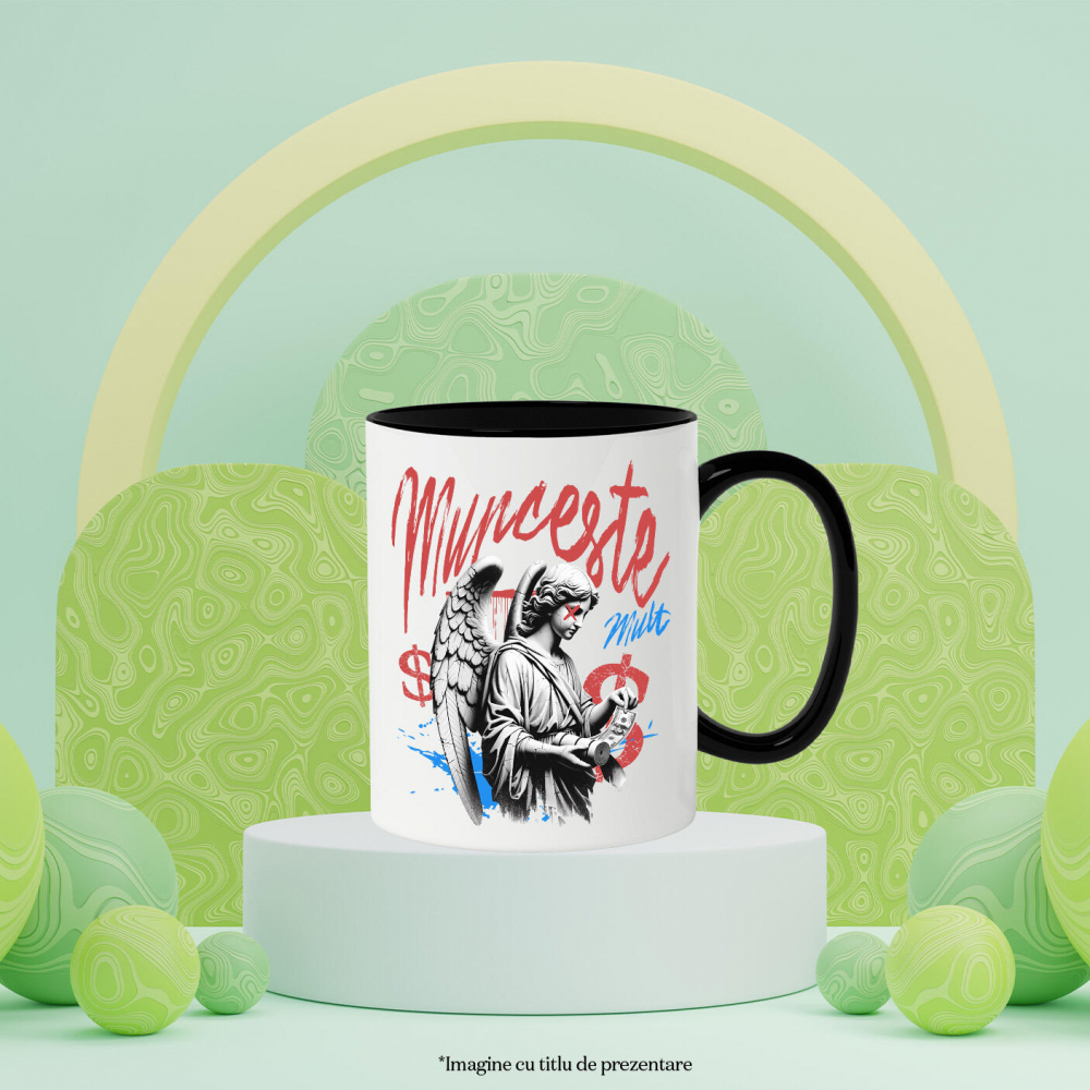 Cana Personalizata Statuie Fata Cu Aripi Înger – Cadou Motivational „Munceste Mult” Cu Dolari [3]