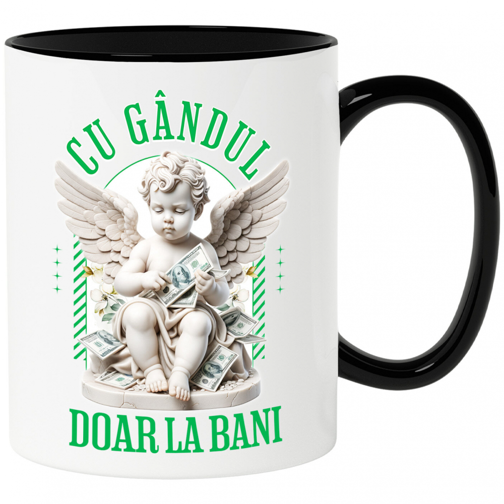 Cana Personalizata Statuie Înger Bancnote Bani – „Cu Gândul Doar La Bani” – Cadou Personalizat pentru Familie, Tati, Copii, Prieteni [1]