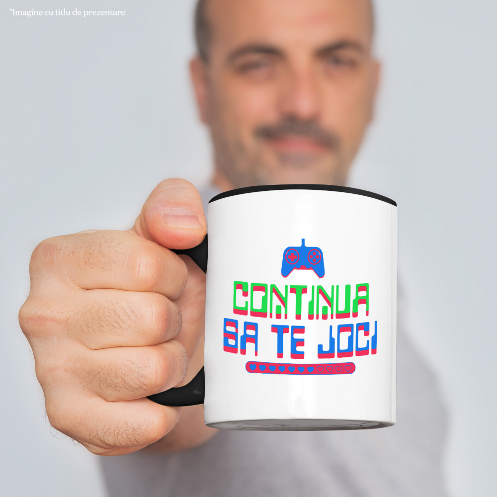 Cana Personalizata Manetă PS cu Text „Continuă să te Joci” - Cadou Personalizat pentru Gamers și Iubitori ai Lumei Digitale [2]