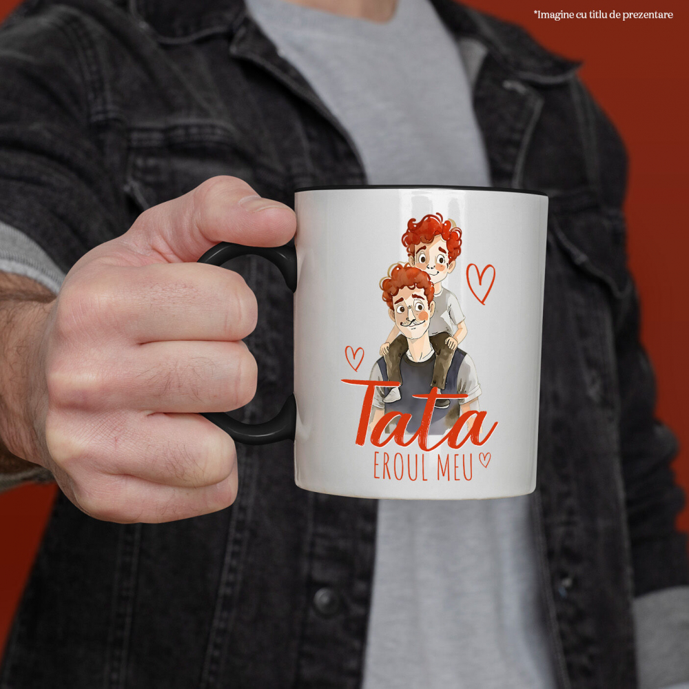 Cana Personalizata Tata și Copil Pe Umeri „Tata Eroul Meu” – Cadou Personalizat Familie și Copilărie [2]
