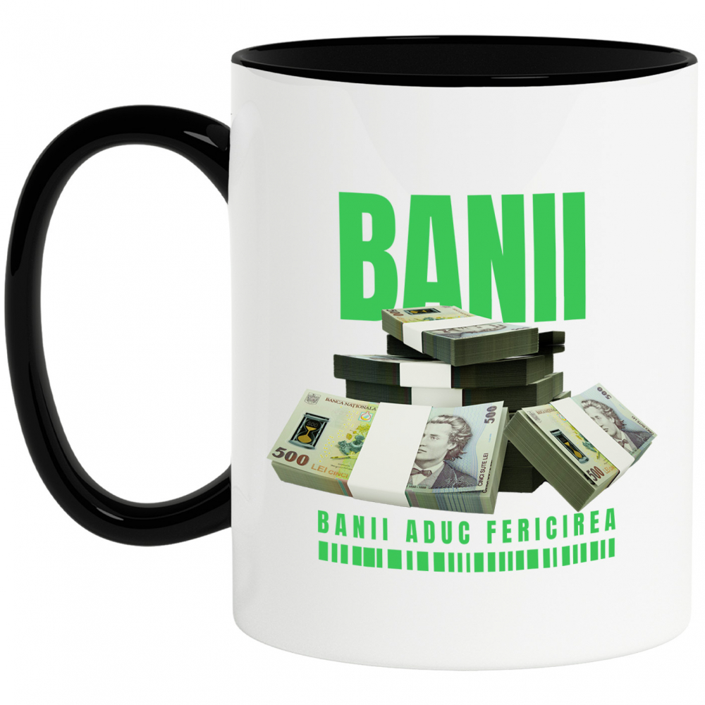 Cana Personalizata Teancuri Dezordonate de Bani 500 Lei – „Banii Aduc Fericirea” – Cadou Personalizat pentru Familie, Tati, Copii, Prieteni [1]