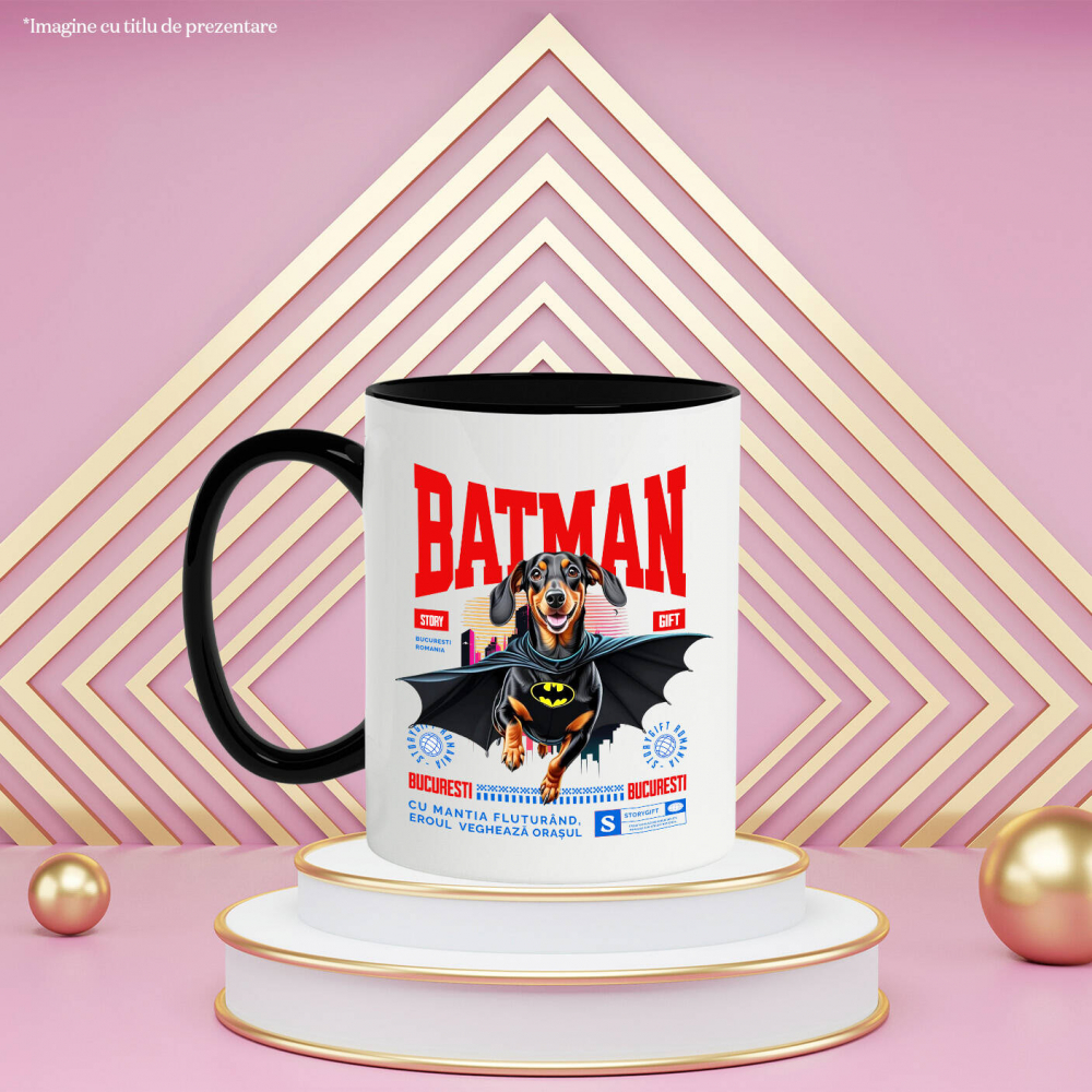 Cana Personalizata Teckel În Costum de Batman – Câine Supererou pentru Copii și Iubitorii de Animale [3]