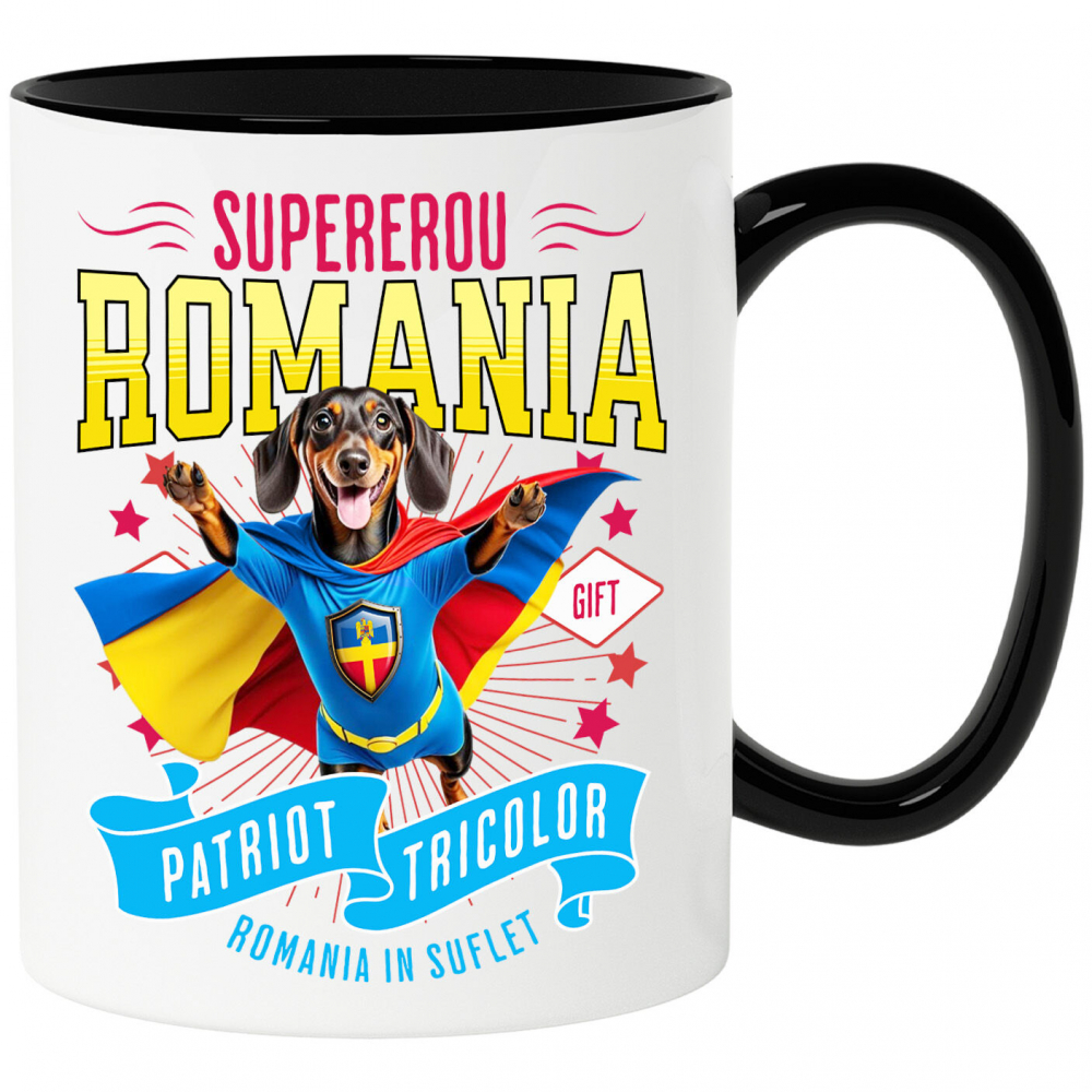 Cana Personalizata Teckel / Dachshund în Costum de Căpitan România – Cadou Personalizat pentru Iubitorii de Câini [1]