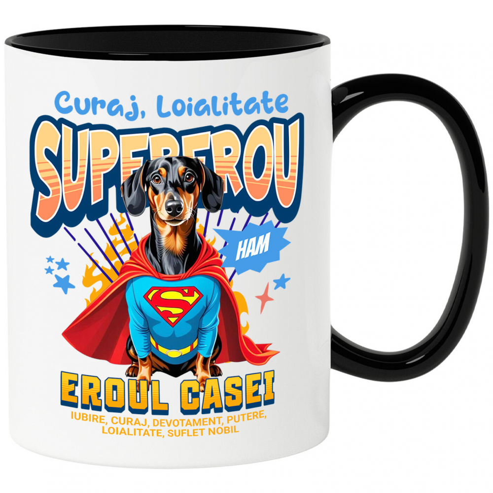 Cana Personalizata Teckel în Costum de Superman – Cadouri Personalizate pentru Familie și Copii [1]
