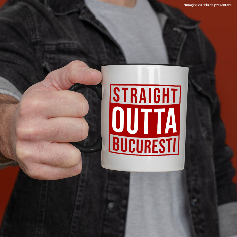 Cana Personalizata Straight Out București Romania - Design Haios și Cadou Personalizat Urban [2]